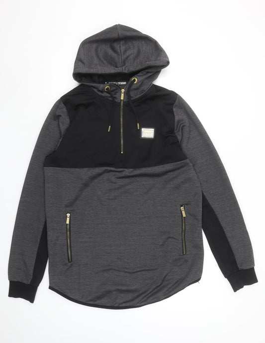 Mens UK Size M Supply & Demand Grey 1/2 Zip Hoodie