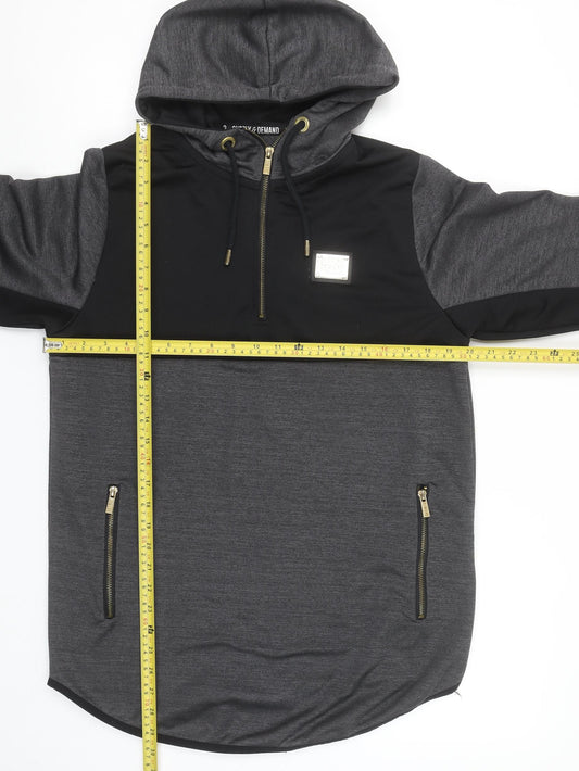 Mens UK Size M Supply & Demand Grey 1/2 Zip Hoodie