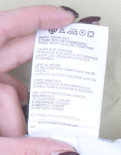 Marks and Spencer Men’s Beige Chino Trousers 32W 31L Pleated Cotton Stretch