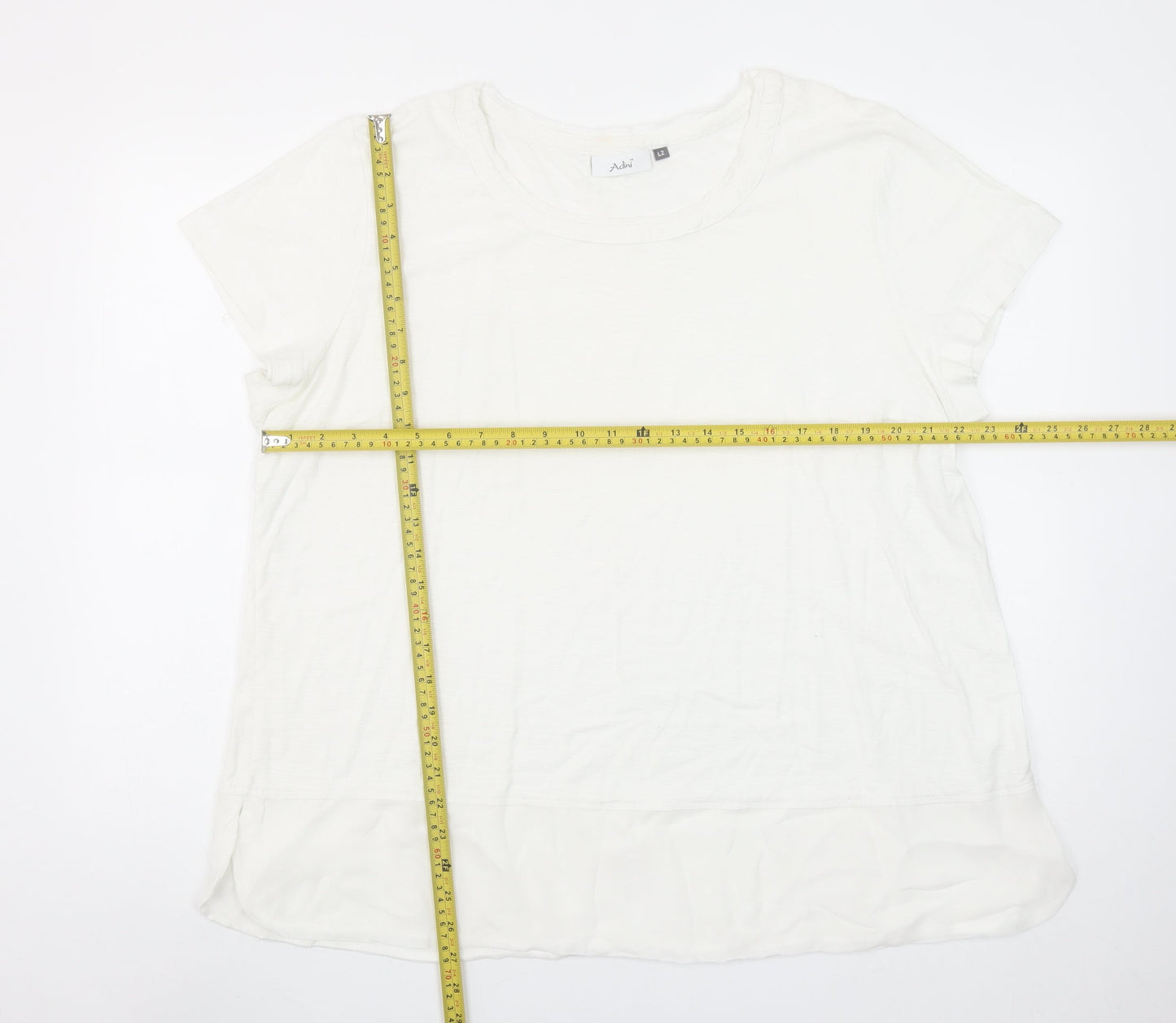 Womens UK Size L Adini White Basic T-Shirt