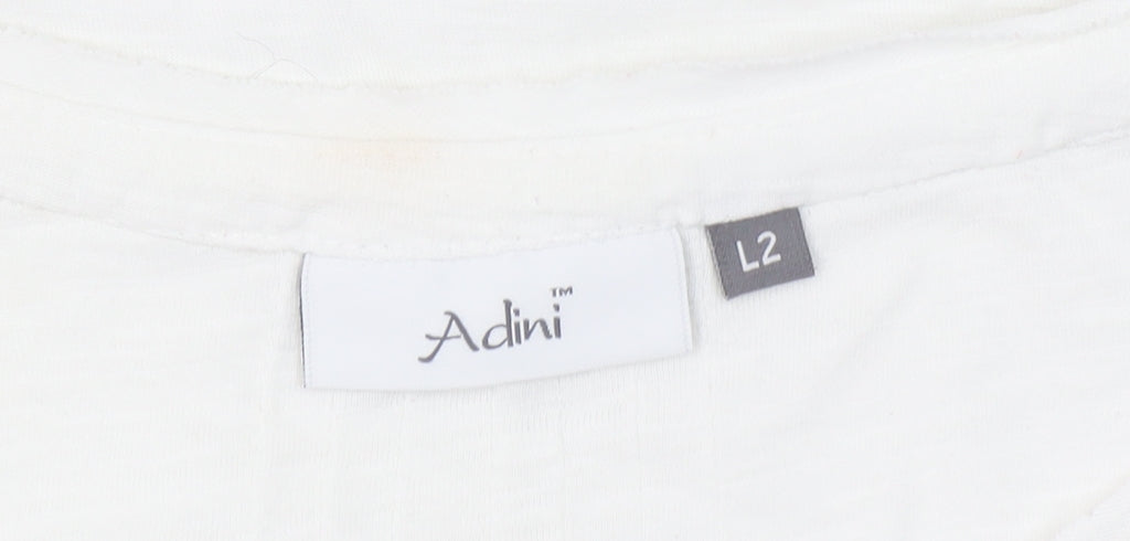 Womens UK Size L Adini White Basic T-Shirt
