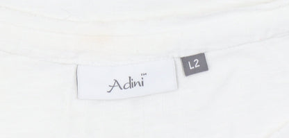 Womens UK Size L Adini White Basic T-Shirt