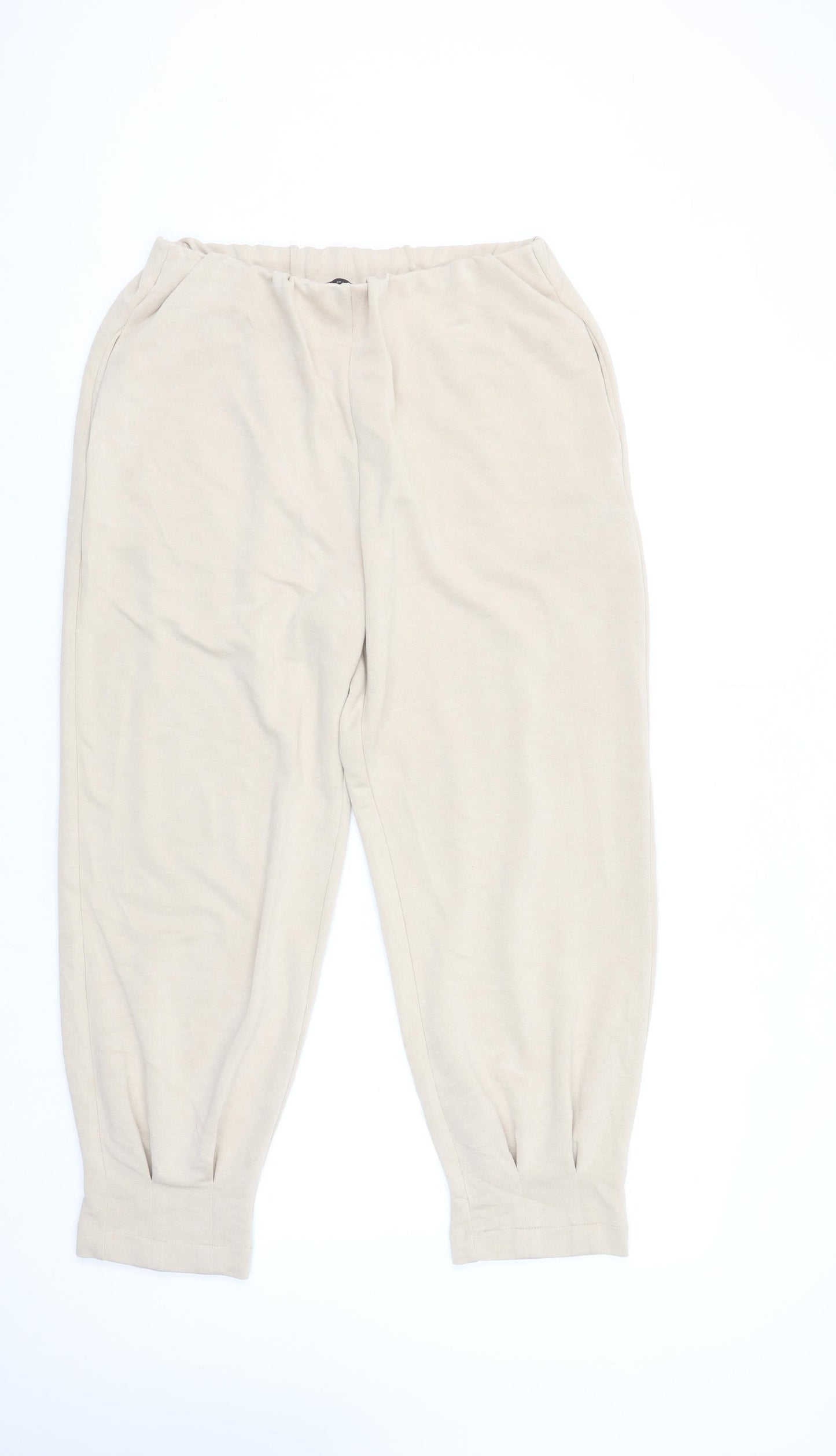 Womens UK Size 14 Zara Relaxed Fit Jogger Beige Trousers