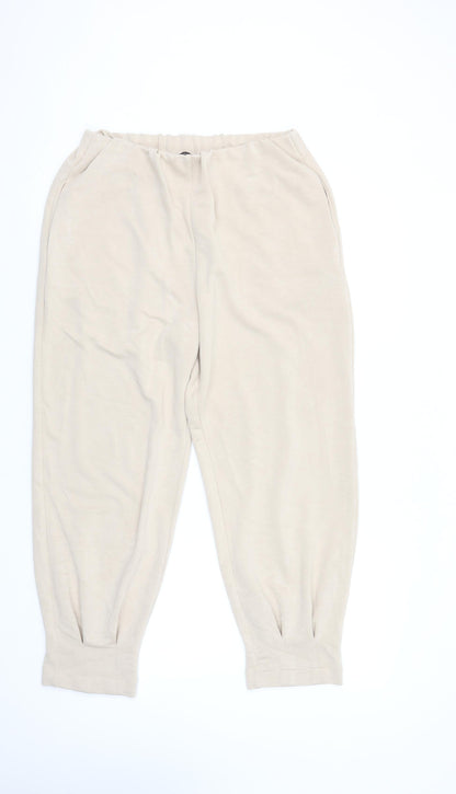 Womens UK Size 14 Zara Relaxed Fit Jogger Beige Trousers