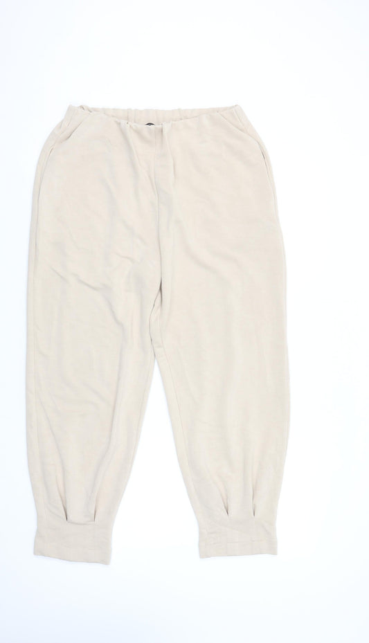 Womens UK Size 14 Zara Relaxed Fit Jogger Beige Trousers