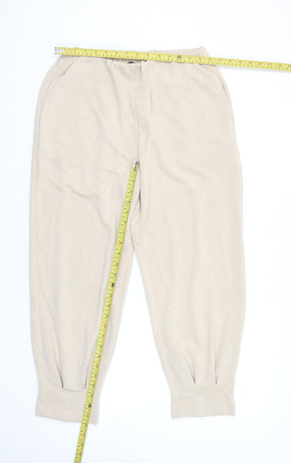 Womens UK Size 14 Zara Relaxed Fit Jogger Beige Trousers