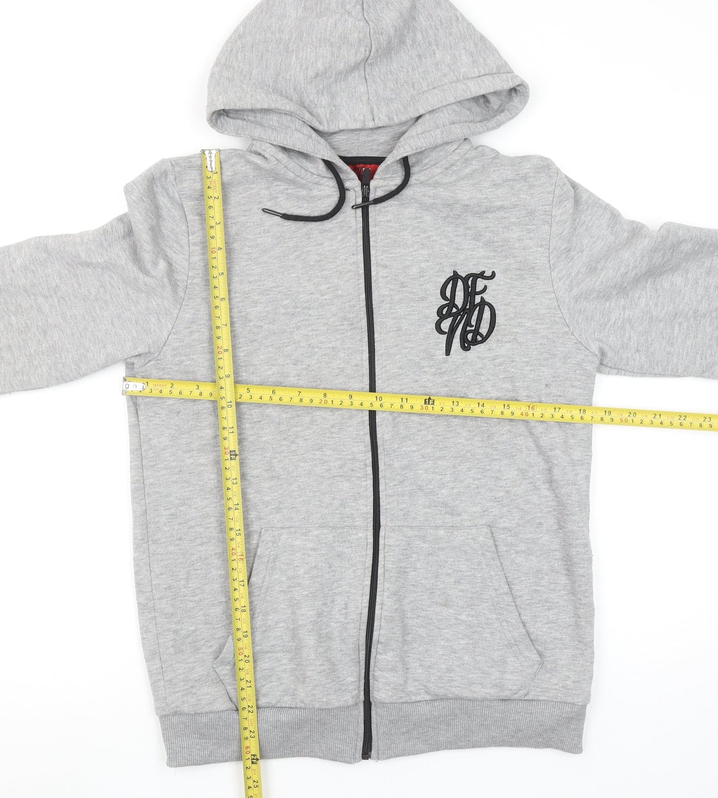 Mens UK Size S DFND Grey Full Zip Hoodie