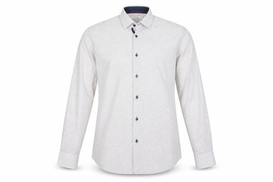 6th Sense Men's Beige Patterned Long Sleeve Cotton Button-Up Shirt L