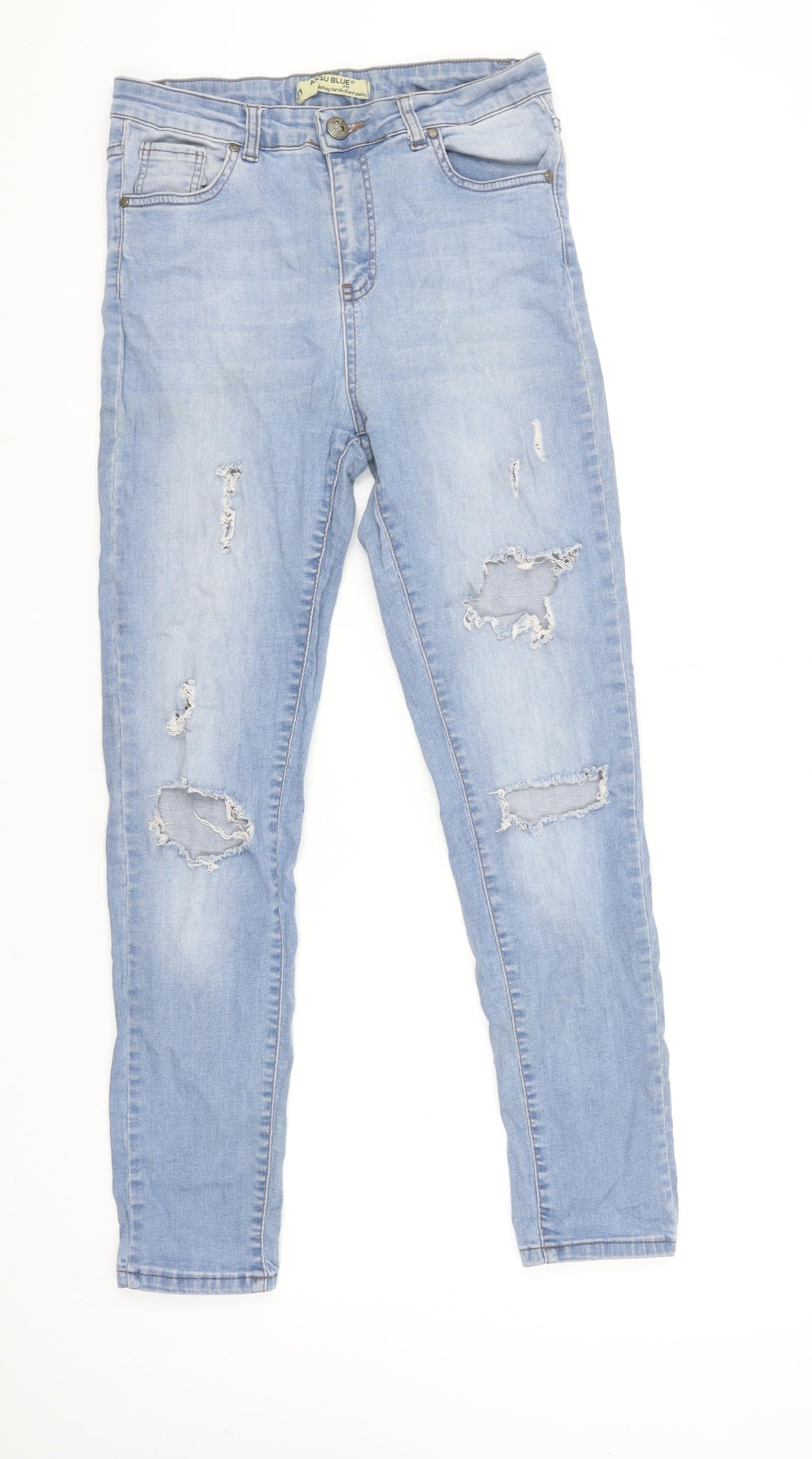 Womens UK Size 31 AKSU BLUE Slim Fit Skinny Blue Jeans