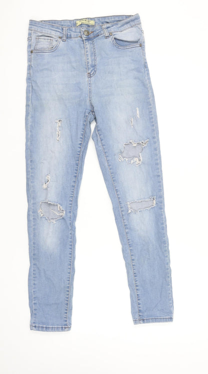 Womens UK Size 31 AKSU BLUE Slim Fit Skinny Blue Jeans