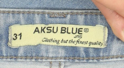 Womens UK Size 31 AKSU BLUE Slim Fit Skinny Blue Jeans
