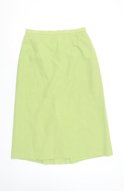 Jacques Vert Women's Green Wool Blend Midi Pencil Skirt Size 14