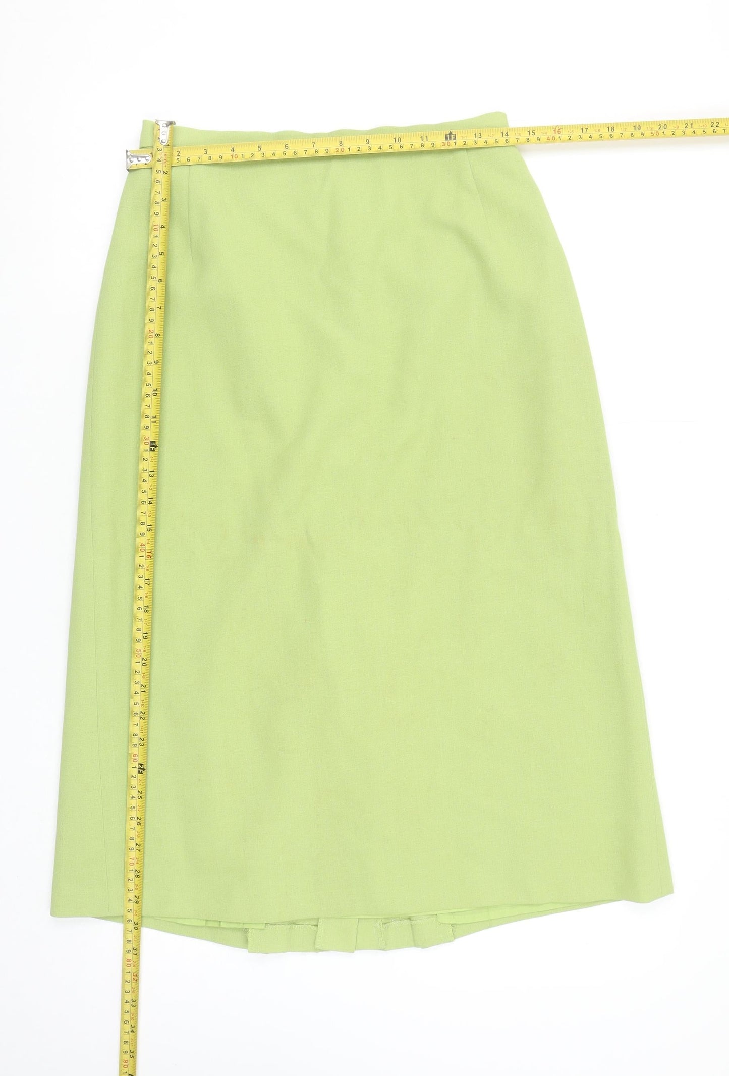 Jacques Vert Women's Green Wool Blend Midi Pencil Skirt Size 14