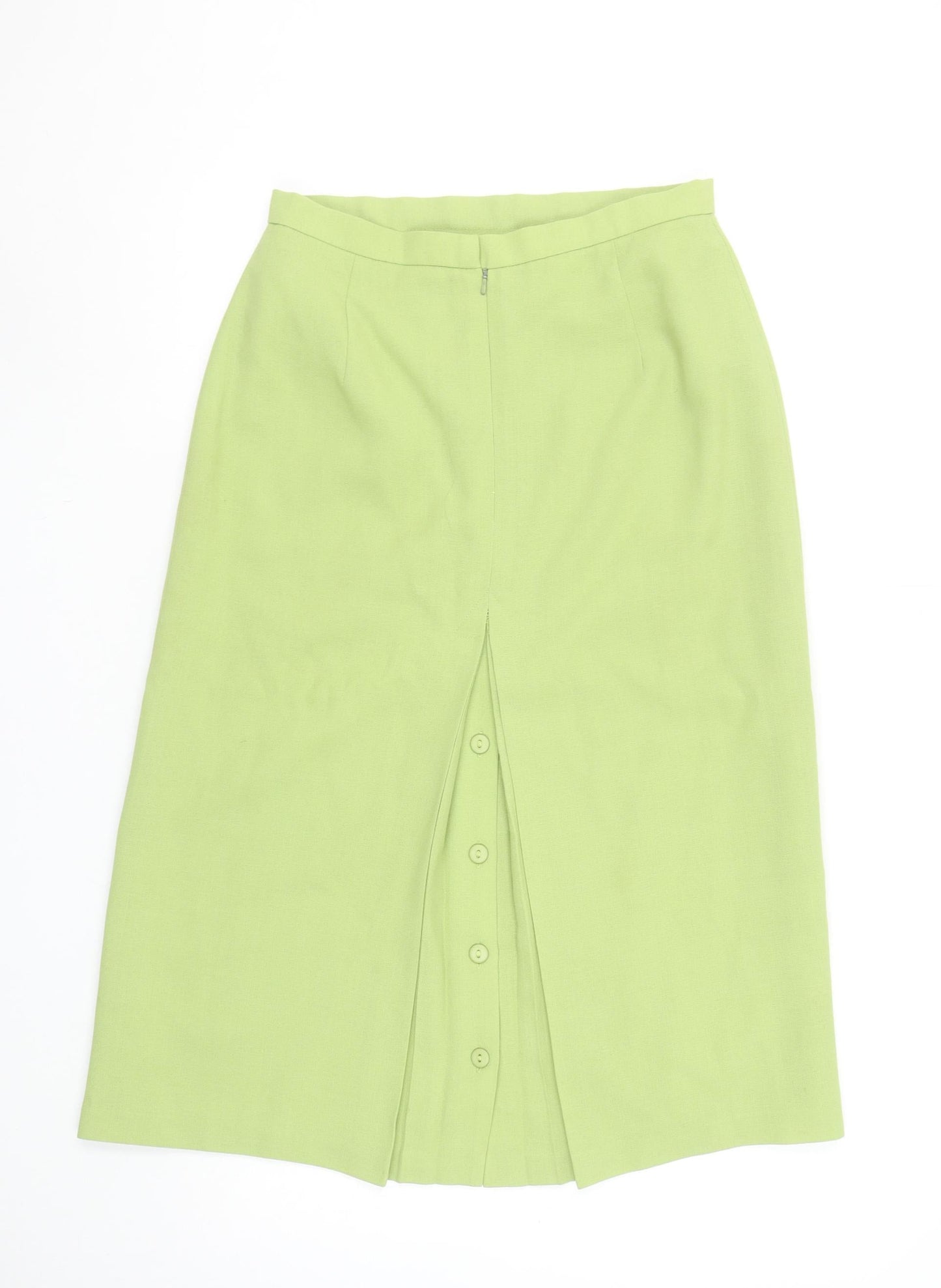 Jacques Vert Women's Green Wool Blend Midi Pencil Skirt Size 14