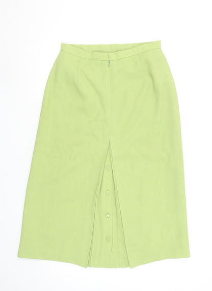 Jacques Vert Women's Green Wool Blend Midi Pencil Skirt Size 14