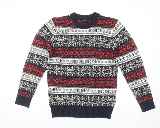 POP England Mens Multicoloured Fair Isle Acrylic Pullover Jumper Size S