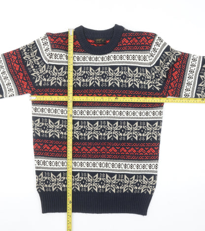 POP England Mens Multicoloured Fair Isle Acrylic Pullover Jumper Size S