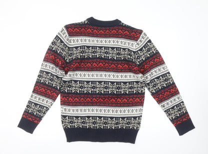 POP England Mens Multicoloured Fair Isle Acrylic Pullover Jumper Size S