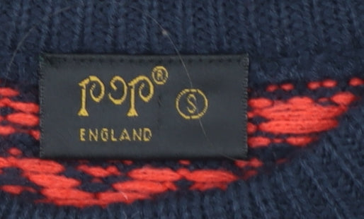 POP England Mens Multicoloured Fair Isle Acrylic Pullover Jumper Size S