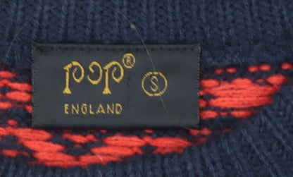 POP England Mens Multicoloured Fair Isle Acrylic Pullover Jumper Size S