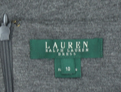 Ralph Lauren Women’s Grey Sheath Work Dress Size 10 Long Sleeve Zip Detail