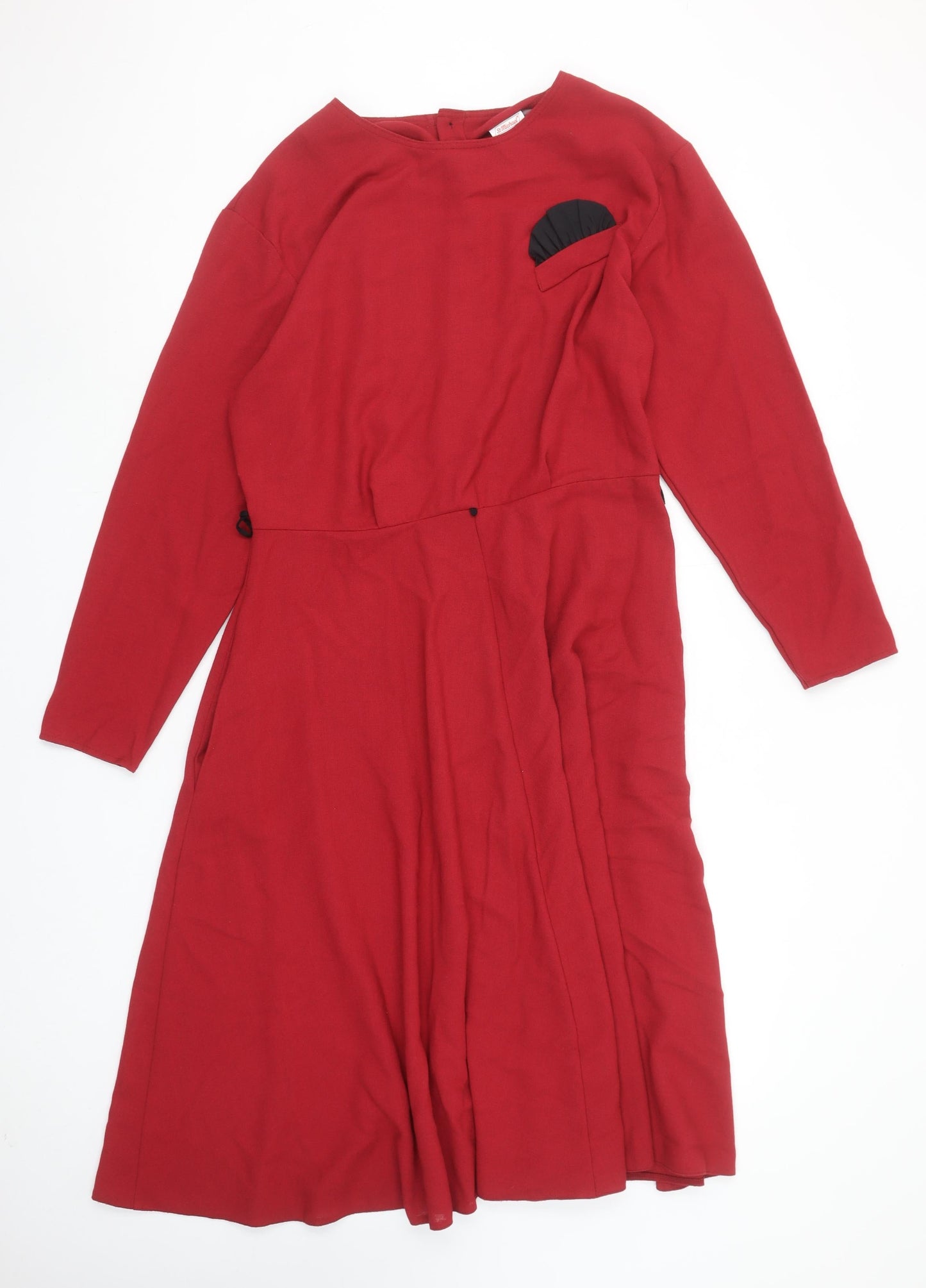 Marks and Spencer Women’s Red Midi Fit & Flare Dress Size 14 Classic Retro Style