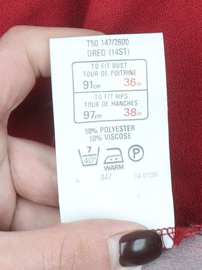 Marks and Spencer Women’s Red Midi Fit & Flare Dress Size 14 Classic Retro Style