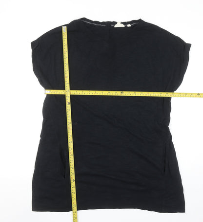 Fat Face Women's Black Cotton Crew Neck Short Sleeve T-Shirt UK 14