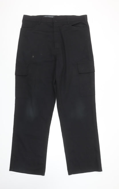 Audi Men's Black Cargo Work Trousers Size M Polyester Cotton Regular Fit