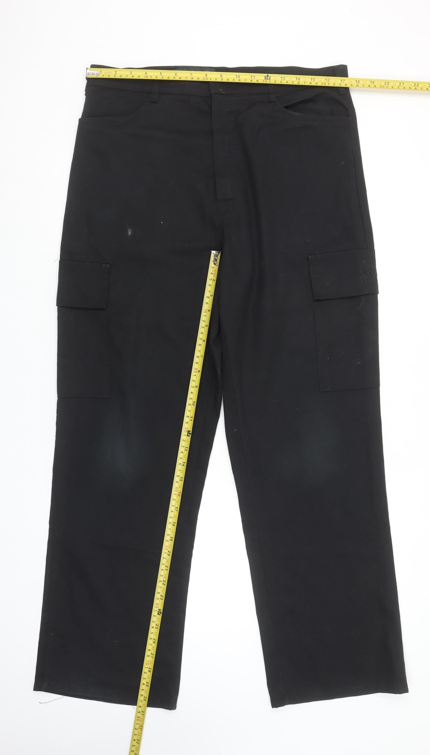Audi Men's Black Cargo Work Trousers Size M Polyester Cotton Regular Fit