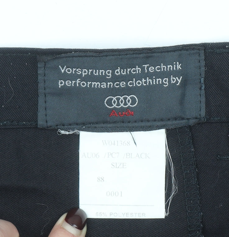 Audi Men's Black Cargo Work Trousers Size M Polyester Cotton Regular Fit