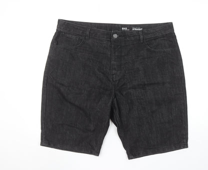 Denim Co Mens Black Denim Straight Shorts W40 Cotton Blend