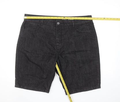Denim Co Mens Black Denim Straight Shorts W40 Cotton Blend
