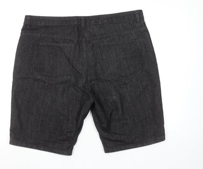 Denim Co Mens Black Denim Straight Shorts W40 Cotton Blend