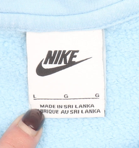 Nike Women’s Blue Pullover Hoodie Size L Cotton Blend Casual
