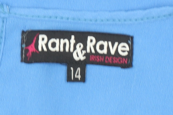 Womens UK Size 14 Rant & Rave Blue Tunic Blouse