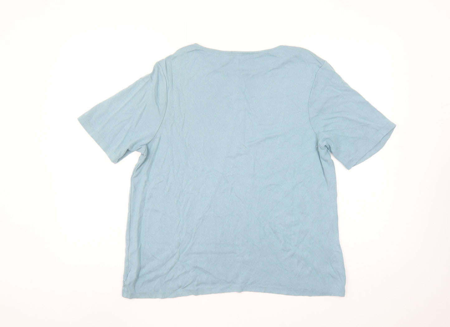 Jaeger Womens Blue Short Sleeve Cotton Jersey T-Shirt L