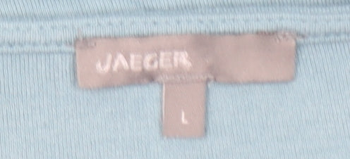 Jaeger Womens Blue Short Sleeve Cotton Jersey T-Shirt L