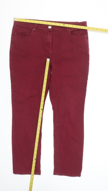 M&Co Red Straight Fit Stretch Denim Jeans Size 14 Petite
