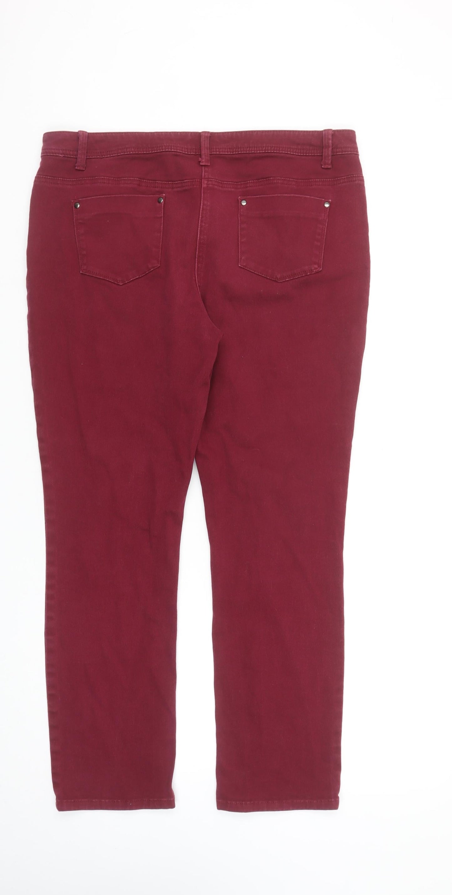 M&Co Red Straight Fit Stretch Denim Jeans Size 14 Petite