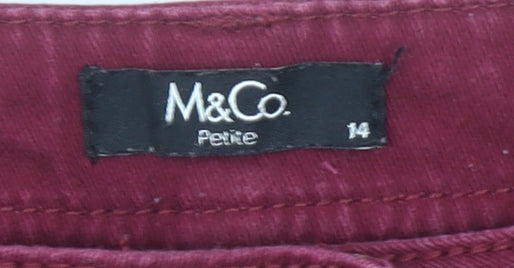 M&Co Red Straight Fit Stretch Denim Jeans Size 14 Petite