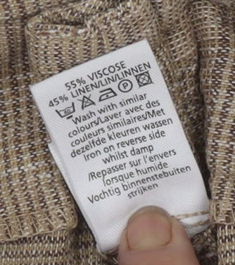 New Look Women Beige Linen Blend Check Chino Shorts Size 14