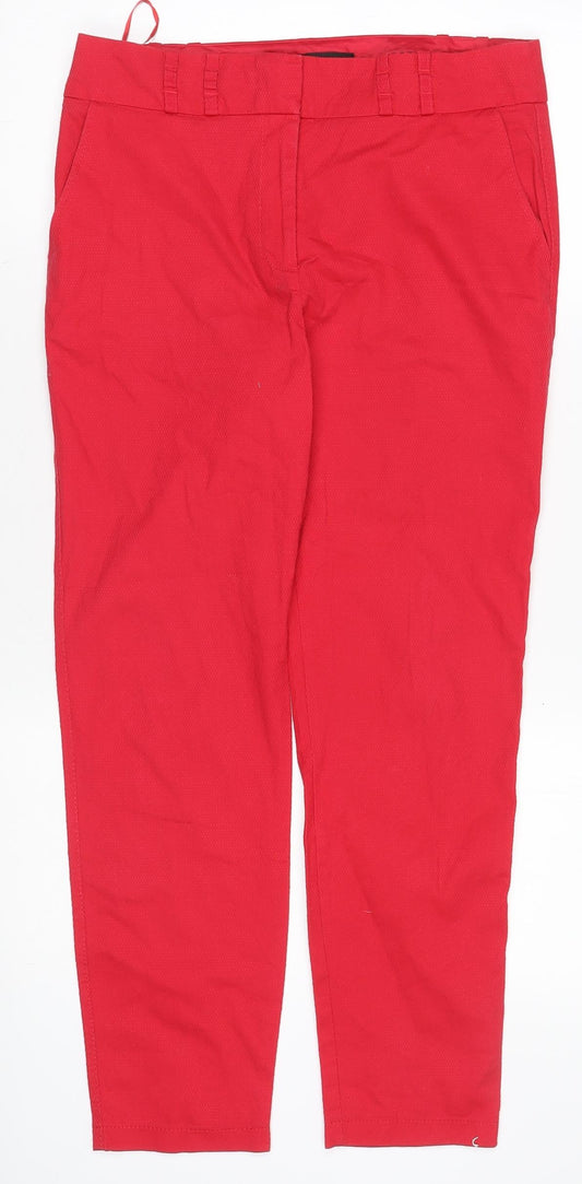 Next Women Red Cotton Blend Chino Trousers Size 10R