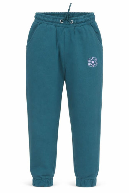 Front view of I Love Girlswear Green Fleece Jogger Sweatpants girls’ 10 years elastic waist