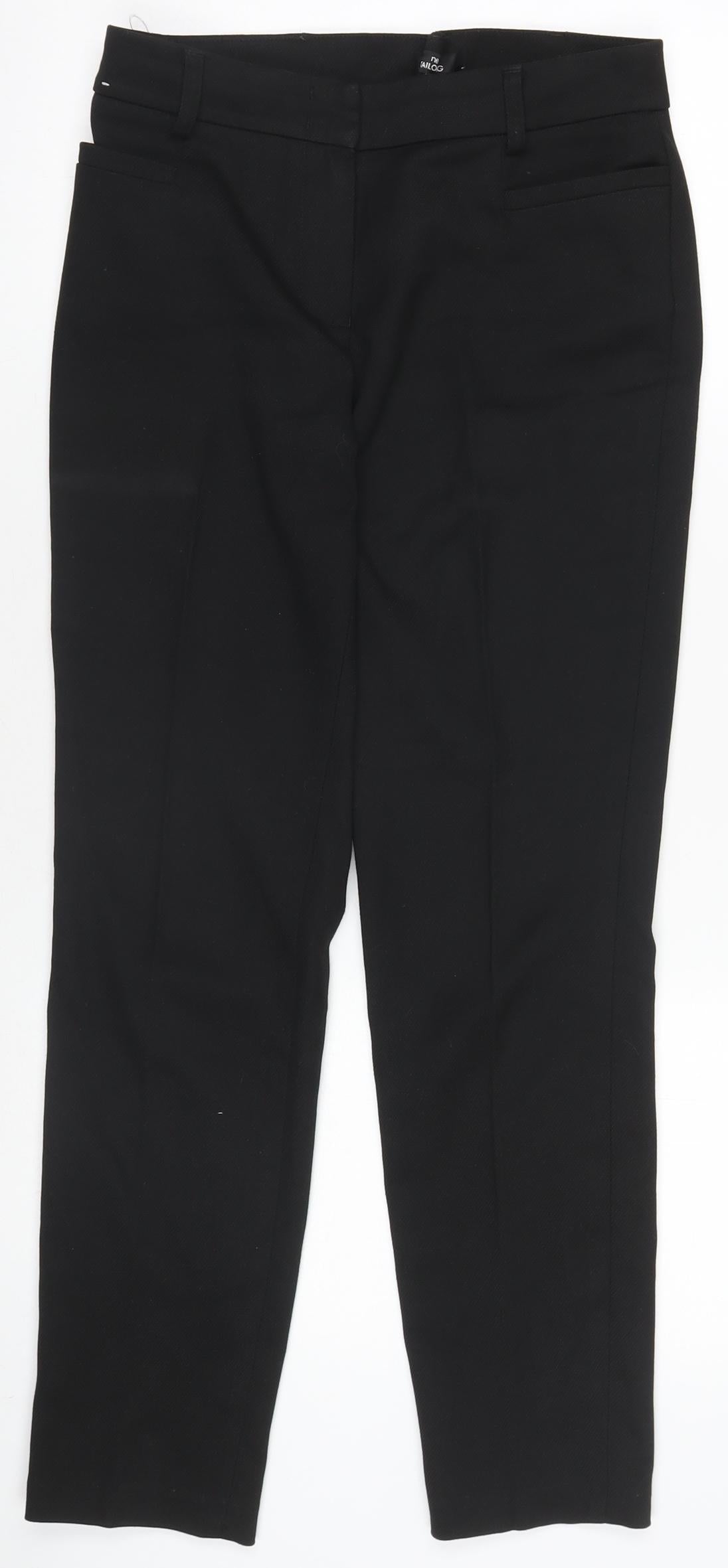 Next Womens Black Size 6R Straight Leg Dress Trousers Workwear