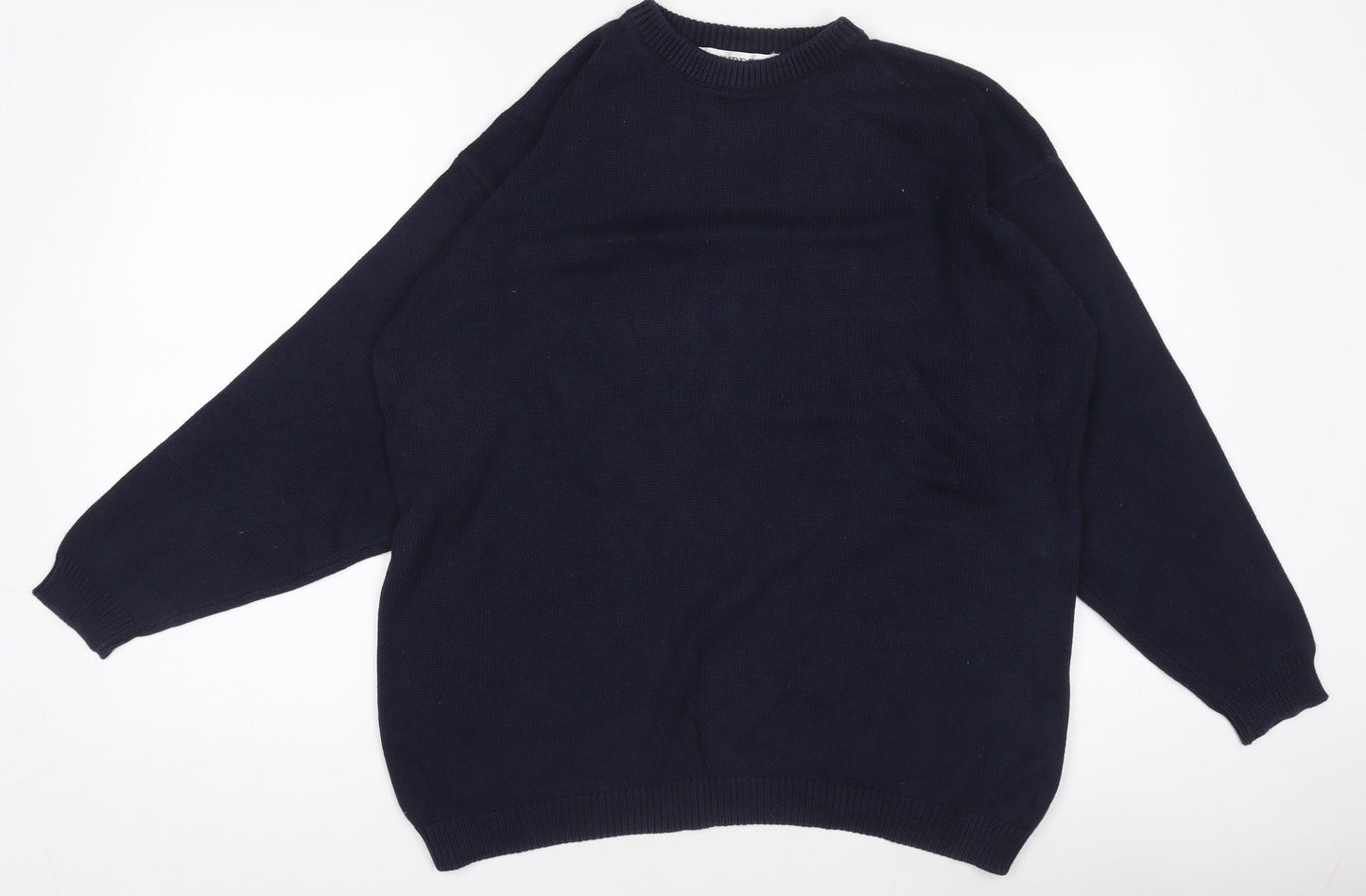 Jumpers Mens Navy Blue Cotton Crew Neck Pullover Jumper Size L