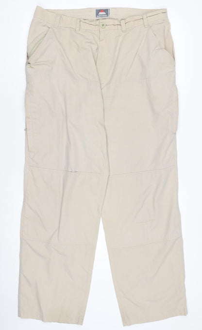 Wynnster Men's Beige Cargo Trousers 36 in Regular Fit Outdoor Workwear