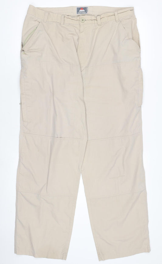 Wynnster Men's Beige Cargo Trousers 36 in Regular Fit Outdoor Workwear