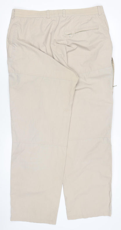 Wynnster Men's Beige Cargo Trousers 36 in Regular Fit Outdoor Workwear