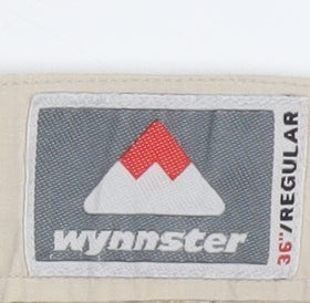 Wynnster Men's Beige Cargo Trousers 36 in Regular Fit Outdoor Workwear